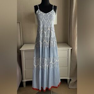THML Blue and White Print Midi Dress. Size S